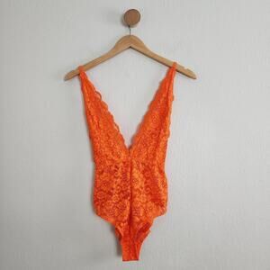 We Are Hah x Free People Comin In Haht Burnt Orange Lace Bodysuit Small S NWT